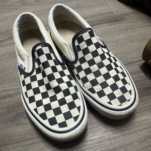 Vans Classic Chess Pattern Slip-On Canvas Shoes Black White